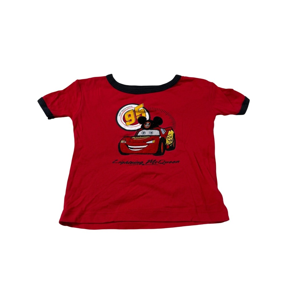 Disney Parks Lightning McQueen T-Shirt Size 4 Red Cars Y2K 2000s Mickey Ears